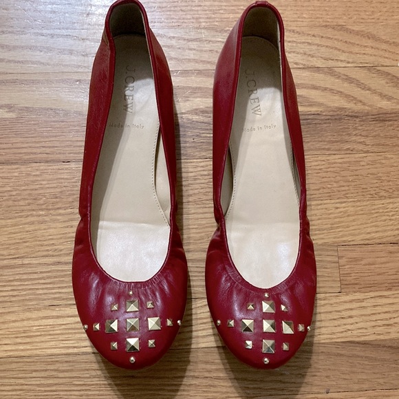 J Crew red stud flats